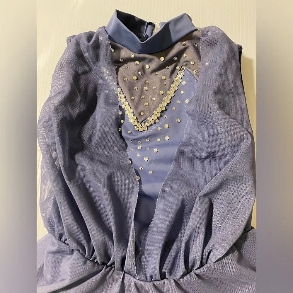WEISSMAN Dance costume mesh dress blue custom What The World Need Now 13872 SC 6